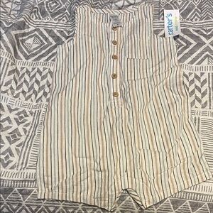 Carter's Beige and Brown Button-Up Romper